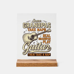 Grappige Opa Gitaar Vintage Gravure Shirt Ontwerp Acryl Bord