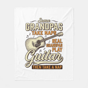 Grappige Opa Gitaar Vintage Gravure Shirt Ontwerp Fleece Deken