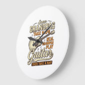 Grappige Opa Gitaar Vintage Gravure Shirt Ontwerp Grote Klok (Hoek)