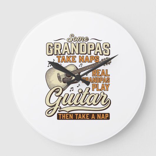 Grappige Opa Gitaar Vintage Gravure Shirt Ontwerp Grote Klok (Voorkant)
