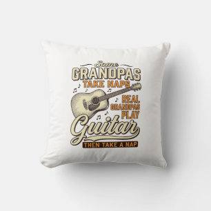 Grappige Opa Gitaar Vintage Gravure Shirt Ontwerp Kussen