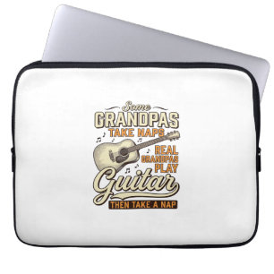 Grappige Opa Gitaar Vintage Gravure Shirt Ontwerp Laptop Sleeve