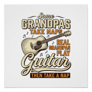 Grappige Opa Gitaar Vintage Gravure Shirt Ontwerp Perfect Poster