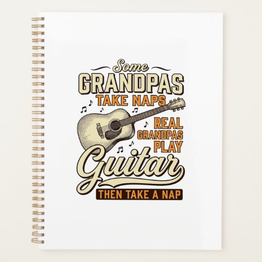 Grappige Opa Gitaar Vintage Gravure Shirt Ontwerp Planner (Voorkant)