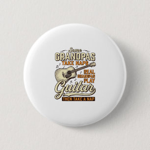 Grappige Opa Gitaar Vintage Gravure Shirt Ontwerp Ronde Button 5,7 Cm