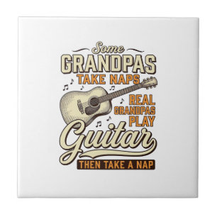 Grappige Opa Gitaar Vintage Gravure Shirt Ontwerp Tegeltje