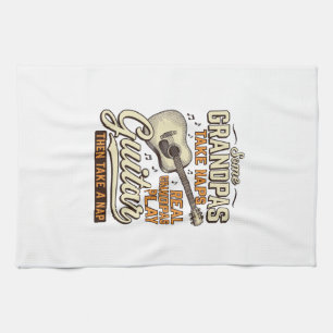 Grappige Opa Gitaar Vintage Gravure Shirt Ontwerp Theedoek