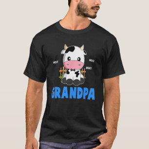 Grappige Opa Koe Cute Koe Boer Verjaardag Matchin T-shirt