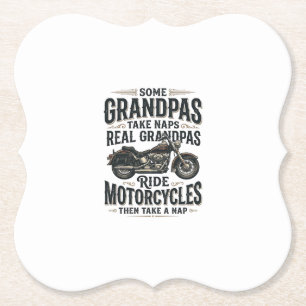 Grappige Opa Motorfiets Slaap Vintage Vector Ontwe Kartonnen Onderzetters
