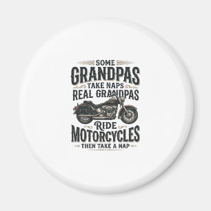Grappige Opa Motorfiets Slaap Vintage Vector Ontwe Magneet