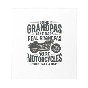 Grappige Opa Motorfiets Slaap Vintage Vector Ontwe Notitieblok