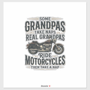 Grappige Opa Motorfiets Slaap Vintage Vector Ontwe Sticker