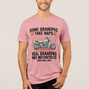 Grappige Opa Motorfiets Vintage Gravure T-Shirt