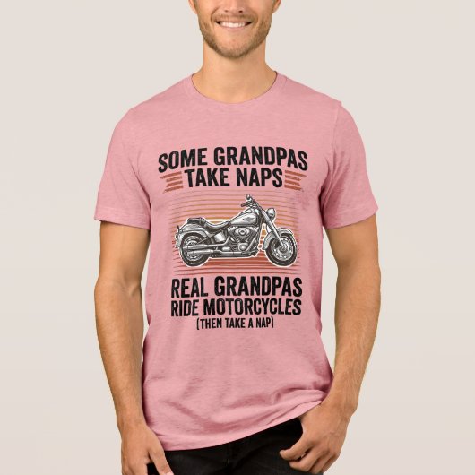 Grappige Opa Motorfiets Vintage Gravure T-Shirt (Voorkant)