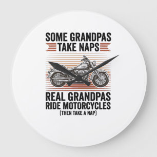 Grappige Opa Motorfiets Vintage Gravure T-Shirt Grote Klok