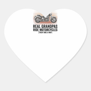 Grappige Opa Motorfiets Vintage Gravure T-Shirt Hart Sticker