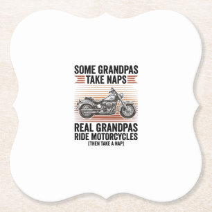 Grappige Opa Motorfiets Vintage Gravure T-Shirt Kartonnen Onderzetters