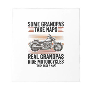 Grappige Opa Motorfiets Vintage Gravure T-Shirt Notitieblok