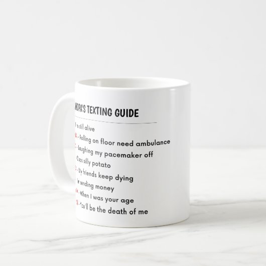 GRAPPIGE Opa Oma Grootouder TEXTING HANDLEIDING Koffiemok (Voorkant links)