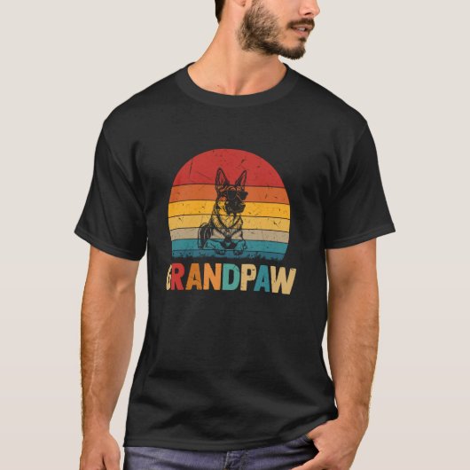 Grappige opa Retro Duitse herder liefhebber T-shirt (Voorkant)