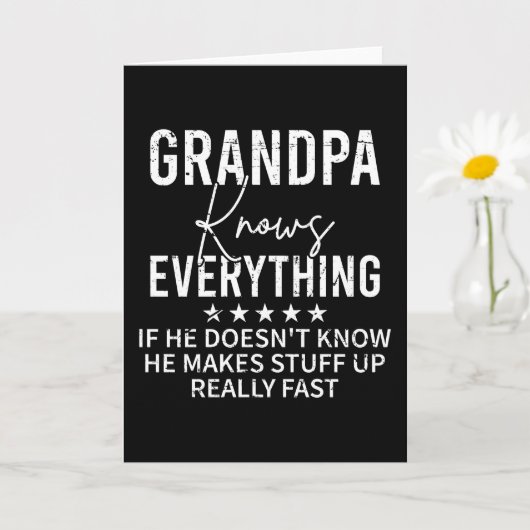 Grappige Opa Weet Alles Vintage Cadeau Kaart (Kleine Plant)