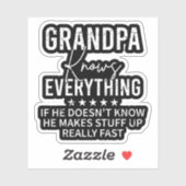 Grappige Opa Weet Alles Vintage Cadeau Sticker (Vel)