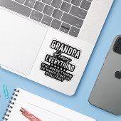 Grappige Opa Weet Alles Vintage Cadeau Sticker (Laptop met iPhone)
