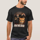 Grappige "Open De Deur" Grappige Kattenmeme T-shirt (Voorkant)