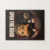 Grappige "Open De Deur" Katten in Truien Legpuzzel (Horizontaal)