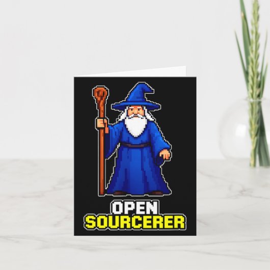 Grappige open sourcerer tovenaar die sarcastisch z kaart (Voorkant)