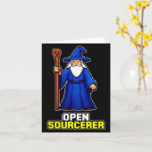 Grappige open sourcerer tovenaar die sarcastisch z kaart (Gele Bloem)