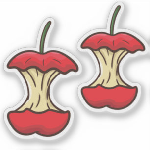 Grappige Opgegeten Appelklok Vintage Retro Fruitpa Sticker