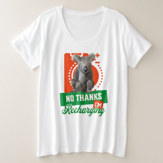 Grappige Oplaadbare Koala Introvert Stemming Grote Maat T-shirt (Design voorkant)