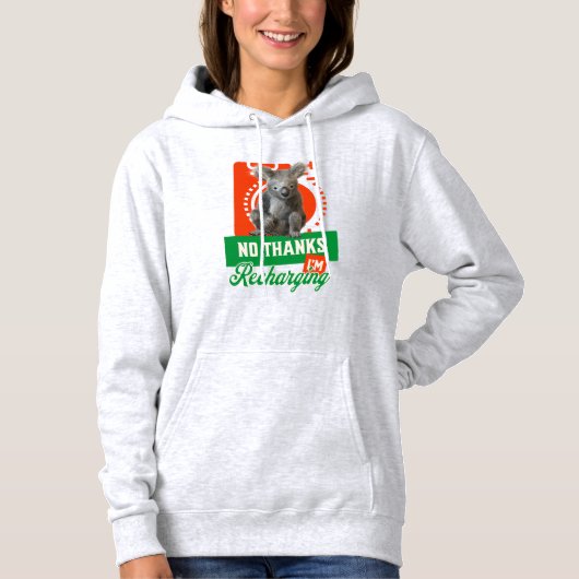 Grappige Oplaadbare Koala Introvert Stemming Hoodie (Voorkant)
