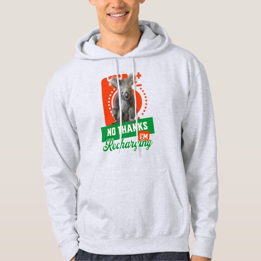 Grappige Oplaadbare Koala Introvert Stemming Hoodie (Voorkant)