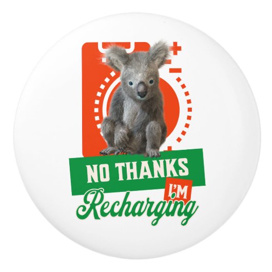 Grappige Oplaadbare Koala Introvert Stemming Keramische Knop (Voorkant)