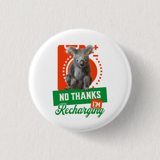 Grappige Oplaadbare Koala Introvert Stemming Ronde Button 3,2 Cm (Voorkant)