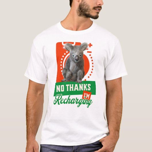 Grappige Oplaadbare Koala Introvert Stemming T-shirt (Voorkant)