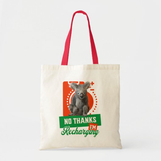 Grappige Oplaadbare Koala Introvert Stemming Tote Bag (Voorkant)