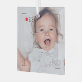 Grappige Opname Rode Stip Aangepaste Foto Glas Ornament (Voorkant links)