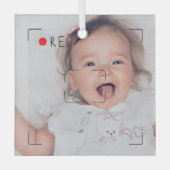 Grappige Opname Rode Stip Aangepaste Foto Glas Ornament (Voorkant)