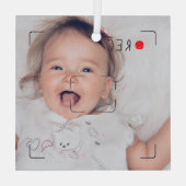 Grappige Opname Rode Stip Aangepaste Foto Glas Ornament (Achterkant)