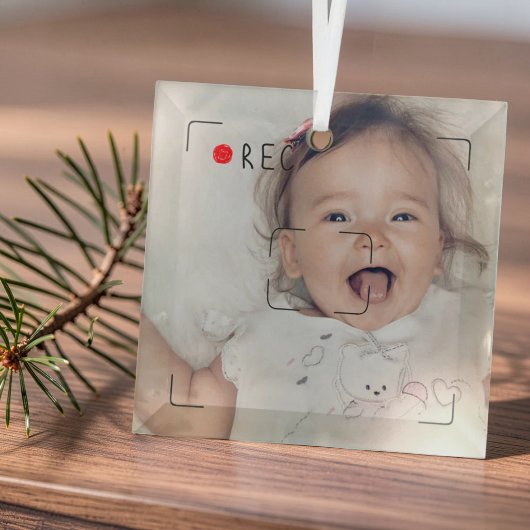 Grappige Opname Rode Stip Aangepaste Foto Glas Ornament