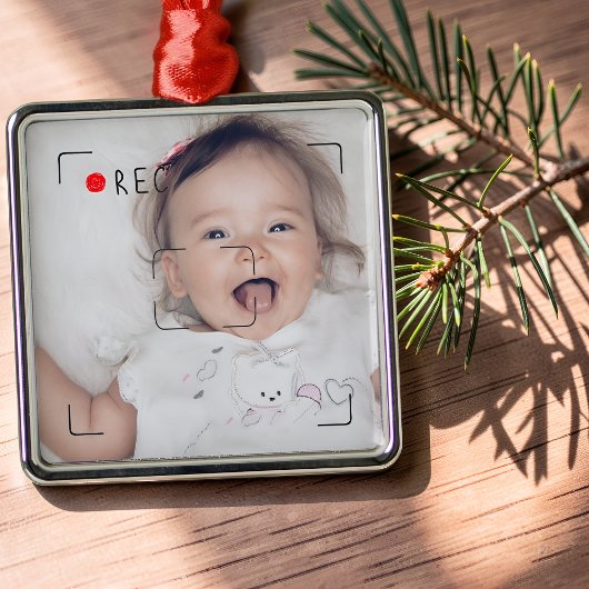 Grappige Opname Rode Stip Aangepaste Foto Metalen Ornament