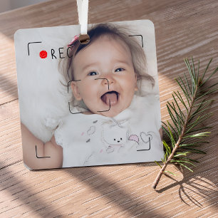 Grappige Opname Rode Stip Aangepaste Foto Metalen Ornament