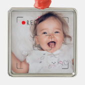Grappige Opname Rode Stip Aangepaste Foto Metalen Ornament (Voorkant)