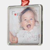 Grappige Opname Rode Stip Aangepaste Foto Metalen Ornament (Links)