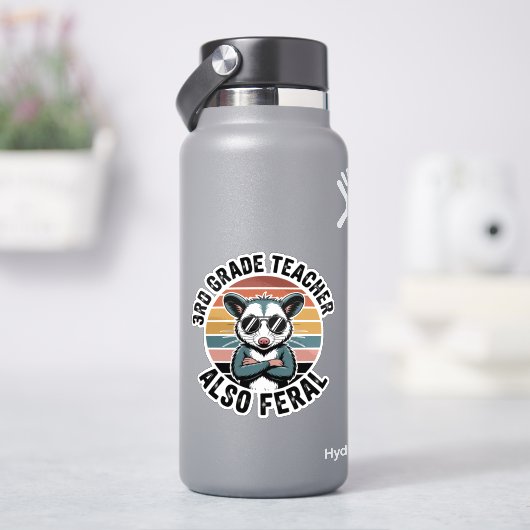 Grappige Opossum Derde Klas Leraar Ook Verwilderd Sticker (HydroFlask)