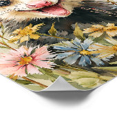 Grappige Opossum in Bloemen – Waterverf Stijl Poster (Hoek)