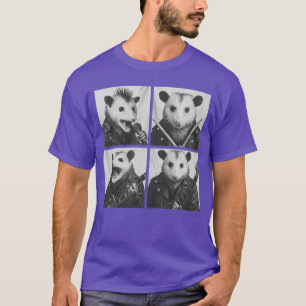Grappige Opossum-muzikanten Dieren Rockmuziek Emo  T-shirt